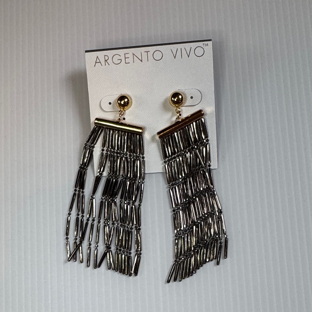 Argento Vivo Gold and gun metal Dangle Earrings